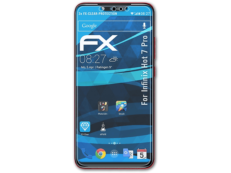 ATFOLIX 3x Displayschutz(für 7 Hot FX-Clear Pro) Infinix