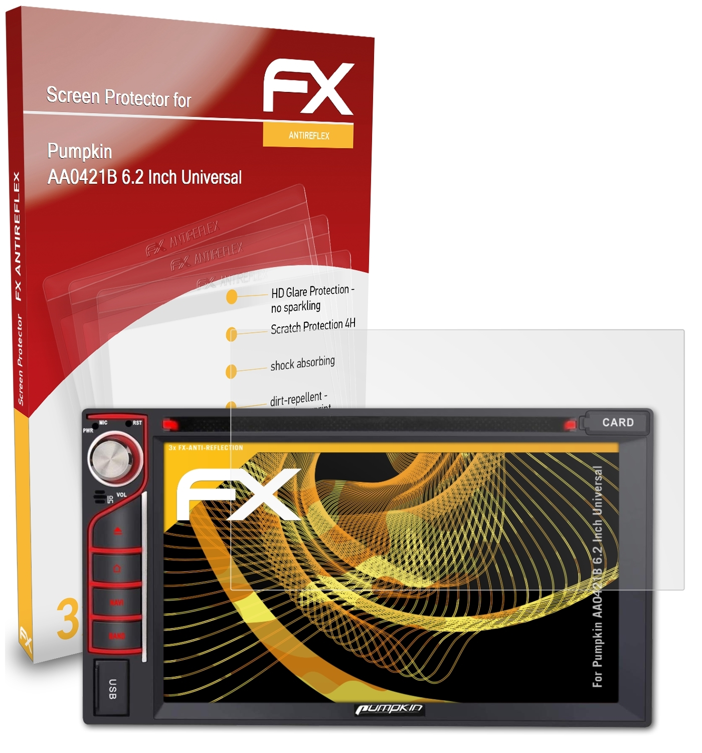 ATFOLIX 3x FX-Antireflex Displayschutz(für Pumpkin 6.2 Inch (Universal)) AA0421B
