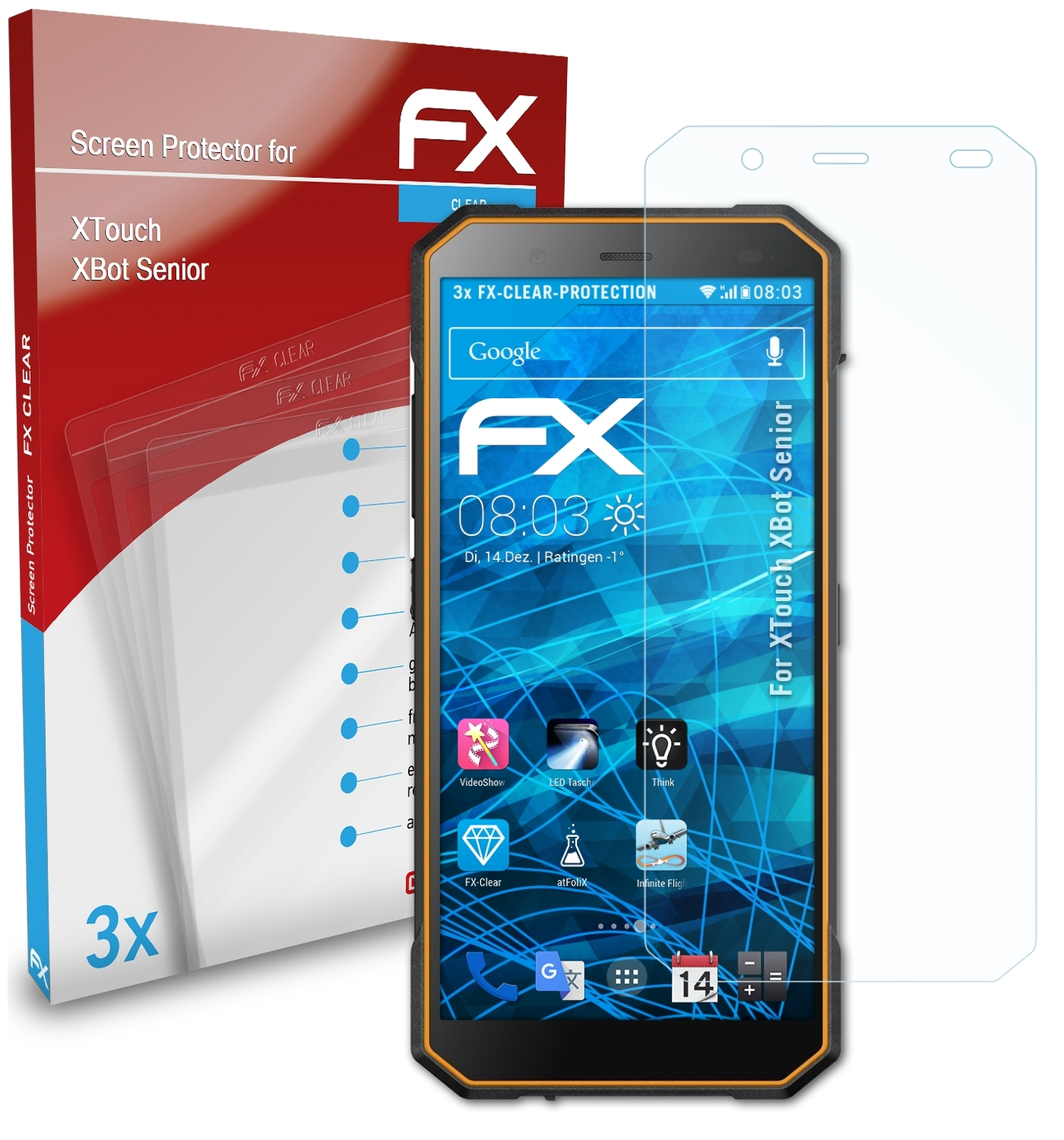 ATFOLIX 3x Senior) XTouch Displayschutz(für XBot FX-Clear