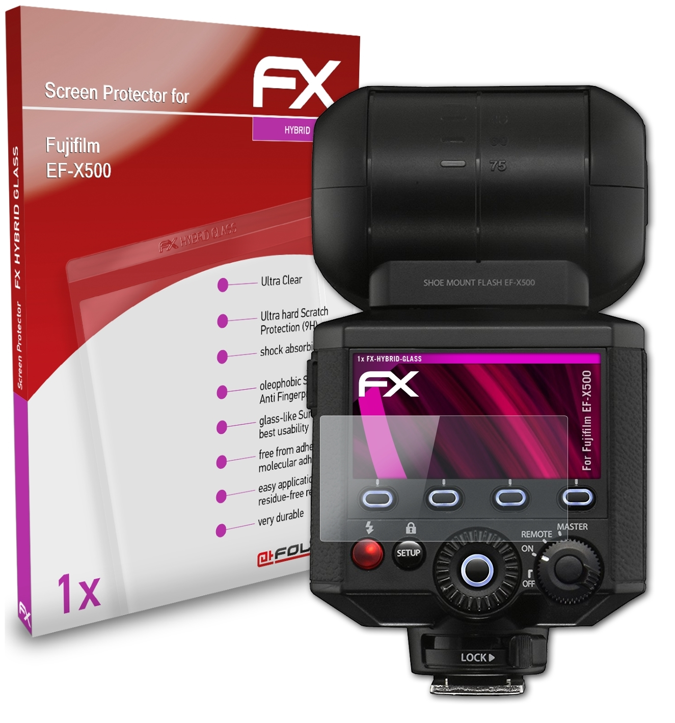 ATFOLIX FX-Hybrid-Glass Schutzglas(für EF-X500) Fujifilm