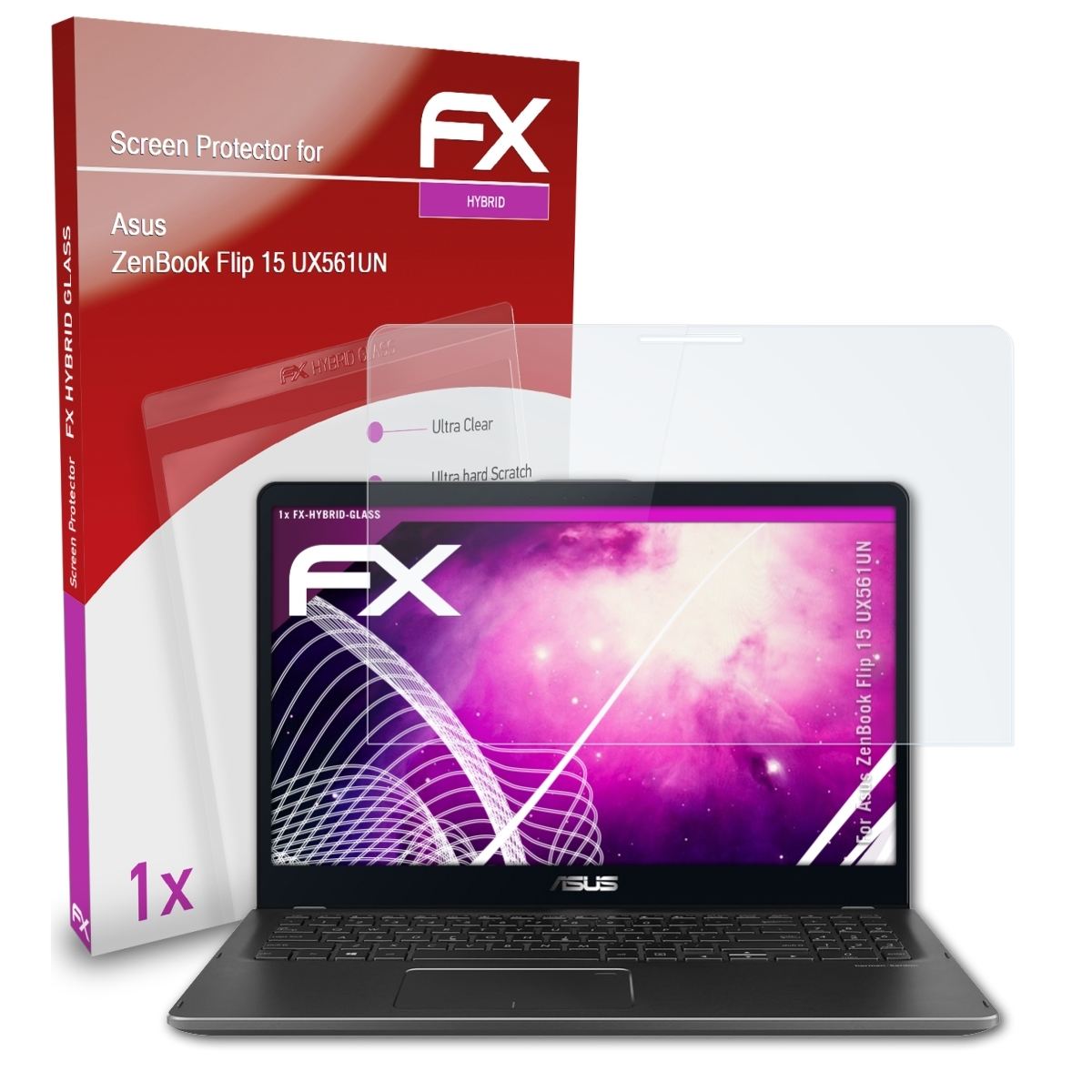 ATFOLIX FX-Hybrid-Glass ZenBook Flip (UX561UN)) 15 Asus Schutzglas(für
