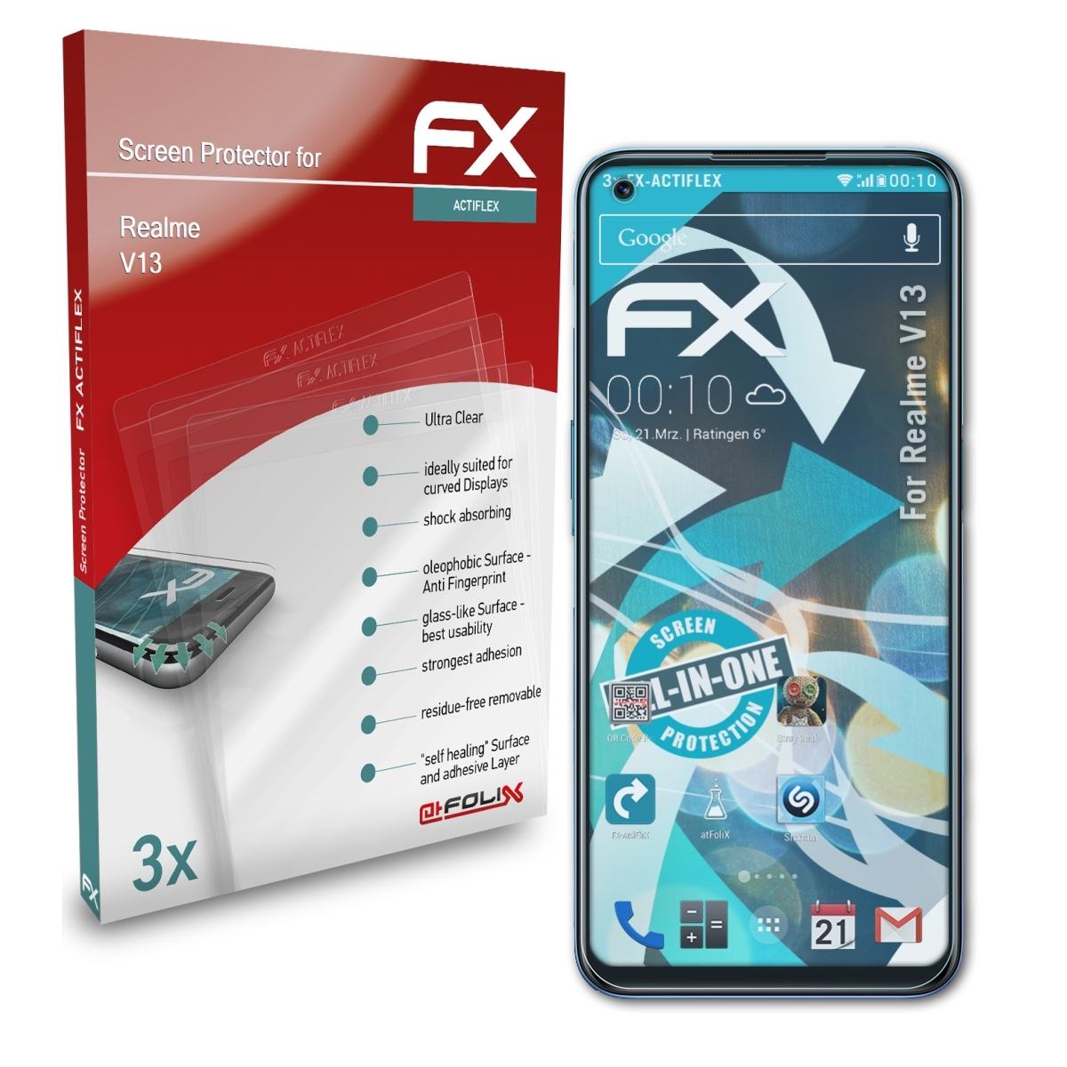 ATFOLIX FX-ActiFleX Realme V13) 3x Displayschutz(für