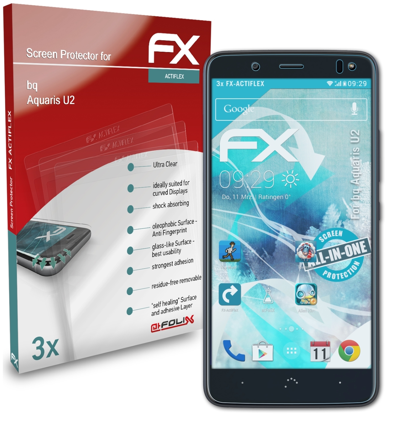 FX-ActiFleX bq ATFOLIX Displayschutz(für 3x U2) Aquaris