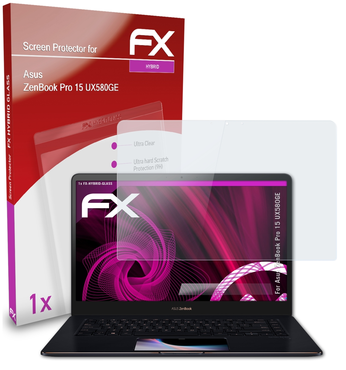 ATFOLIX FX-Hybrid-Glass Pro ZenBook 15 (UX580GE)) Schutzglas(für Asus