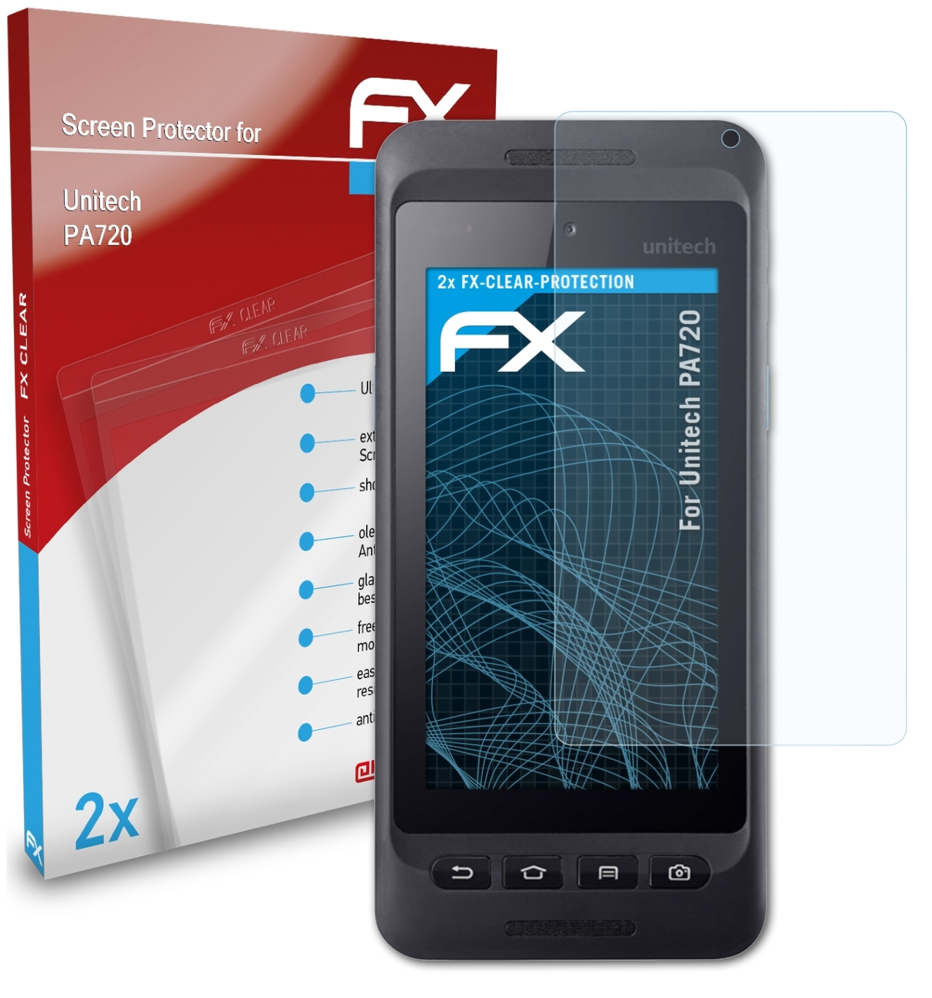 PA720) Displayschutz(für 2x Unitech ATFOLIX FX-Clear