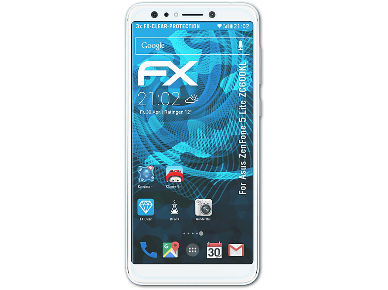ATFOLIX 3x FX-Clear Displayschutz(für Asus ZenFone 5 Lite (ZC600KL))