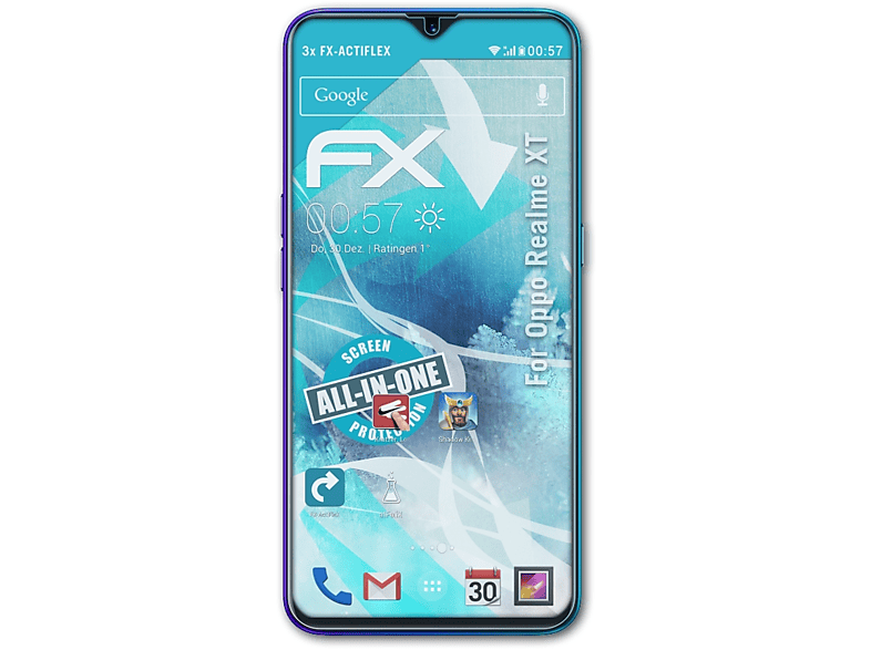 ATFOLIX 3x Realme XT) Displayschutz(für Oppo FX-ActiFleX