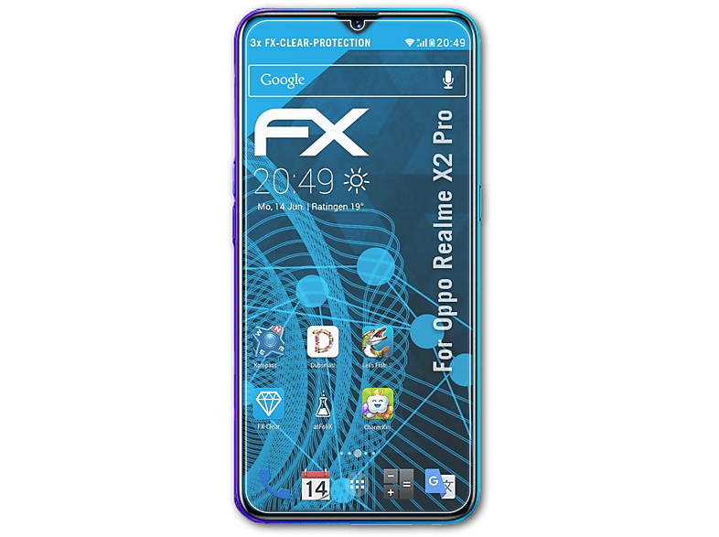 ATFOLIX 3x FX-Clear Displayschutz(für Oppo Realme X2 Pro)