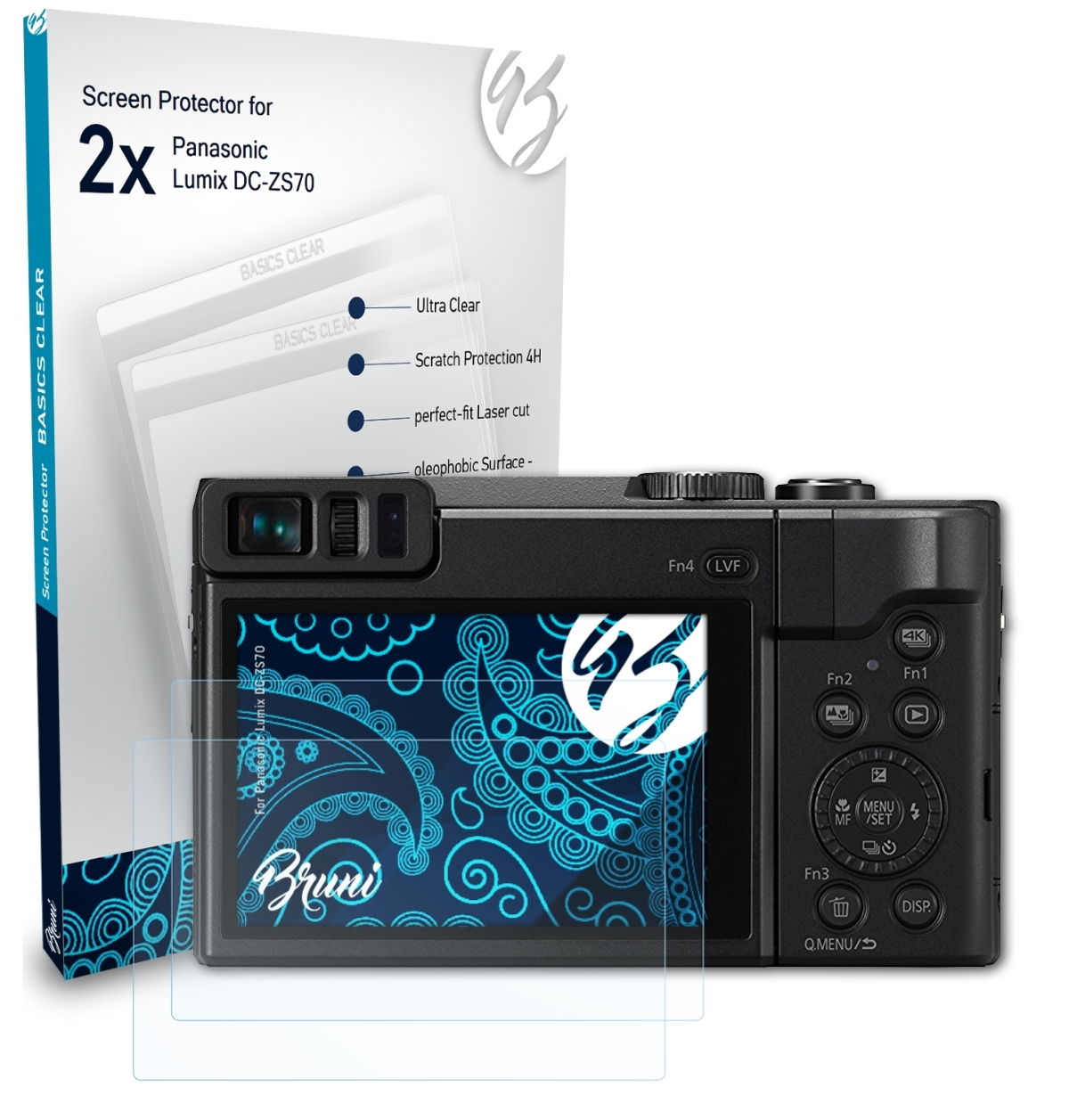 BRUNI Panasonic 2x DC-ZS70) Schutzfolie(für Lumix Basics-Clear