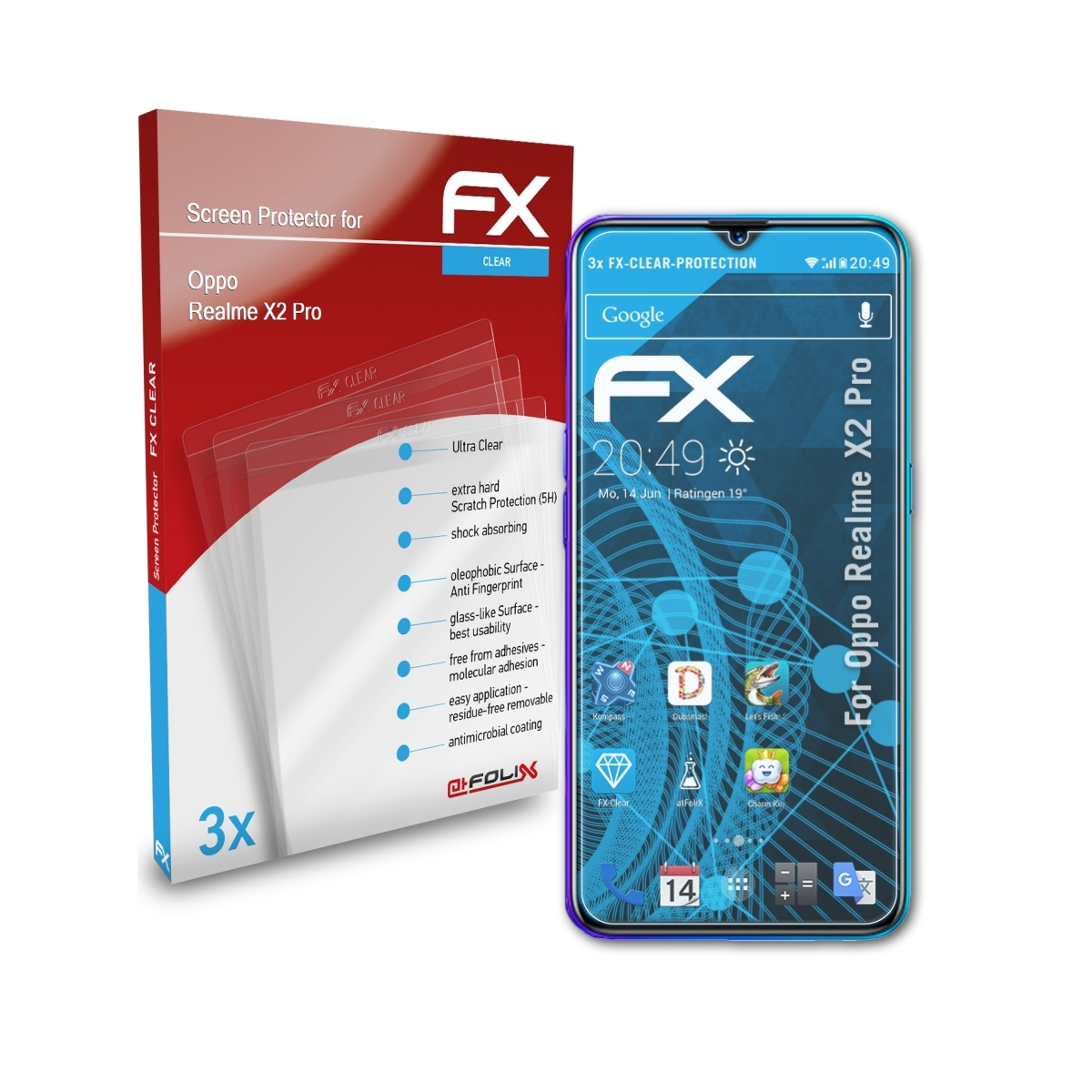 ATFOLIX 3x FX-Clear X2 Pro) Displayschutz(für Oppo Realme