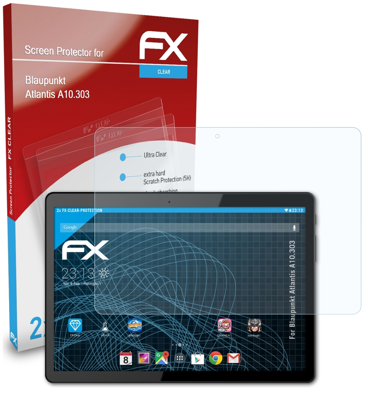 ATFOLIX 2x FX-Clear Displayschutz(für Blaupunkt A10.303) Atlantis