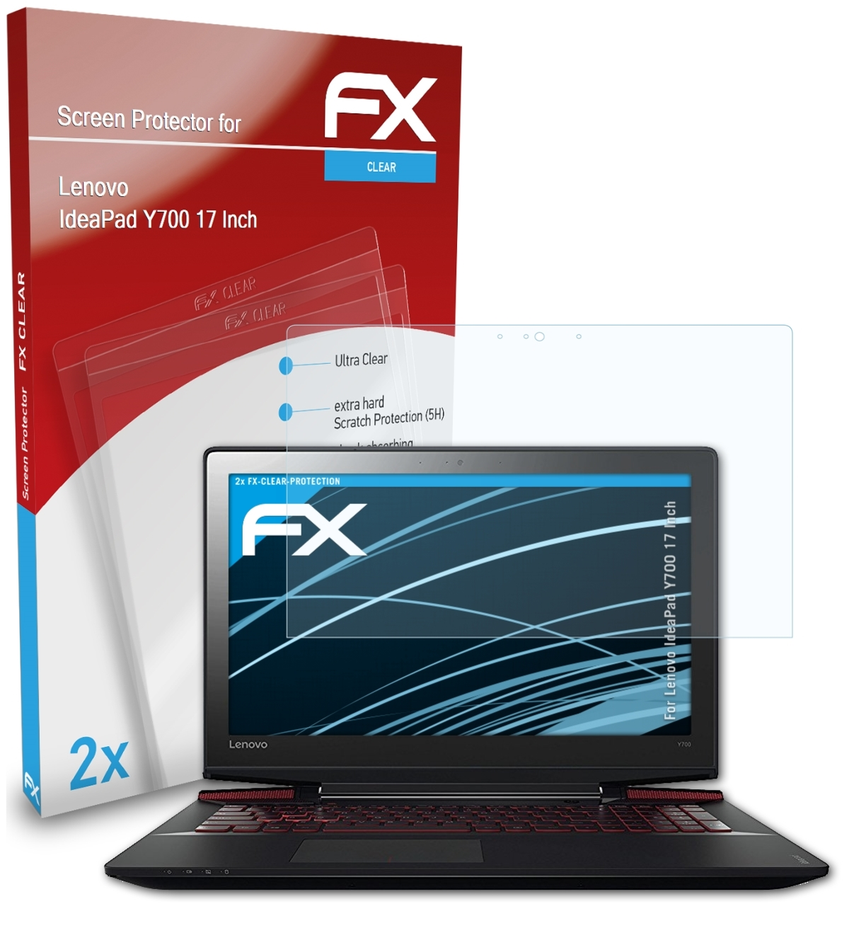 Displayschutz(für ATFOLIX (17 Y700 Inch)) 2x FX-Clear IdeaPad Lenovo