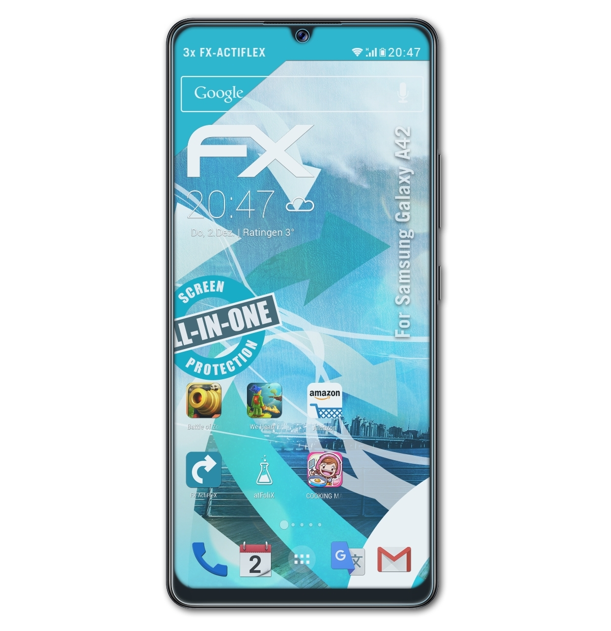 ATFOLIX 3x A42) Galaxy FX-ActiFleX Displayschutz(für Samsung
