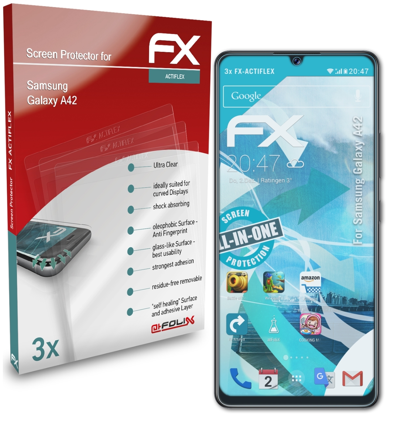 FX-ActiFleX Displayschutz(für Galaxy A42) ATFOLIX 3x Samsung