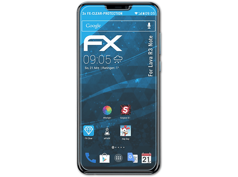 ATFOLIX 3x FX-Clear Displayschutz(für Note) Lava R3