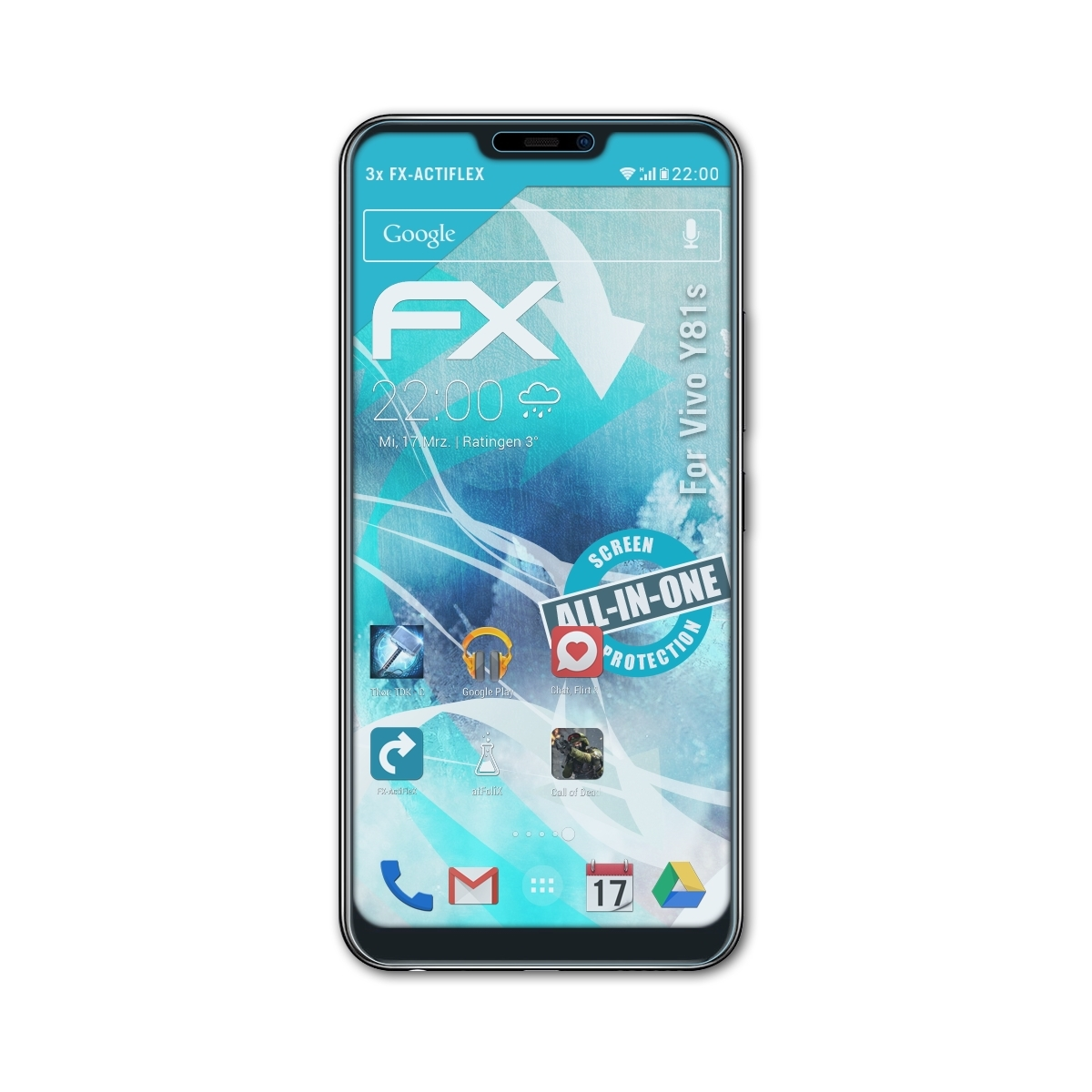 3x FX-ActiFleX ATFOLIX Displayschutz(für Vivo Y81s)