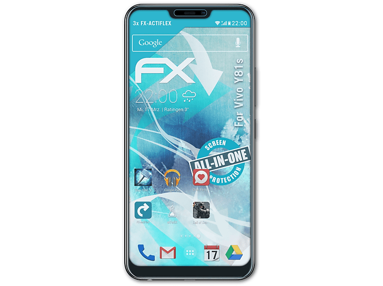 ATFOLIX 3x FX-ActiFleX Displayschutz(für Y81s) Vivo