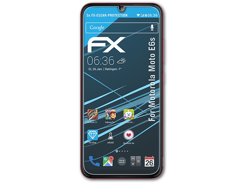 ATFOLIX 3x FX-Clear Displayschutz(für Motorola Moto E6s)
