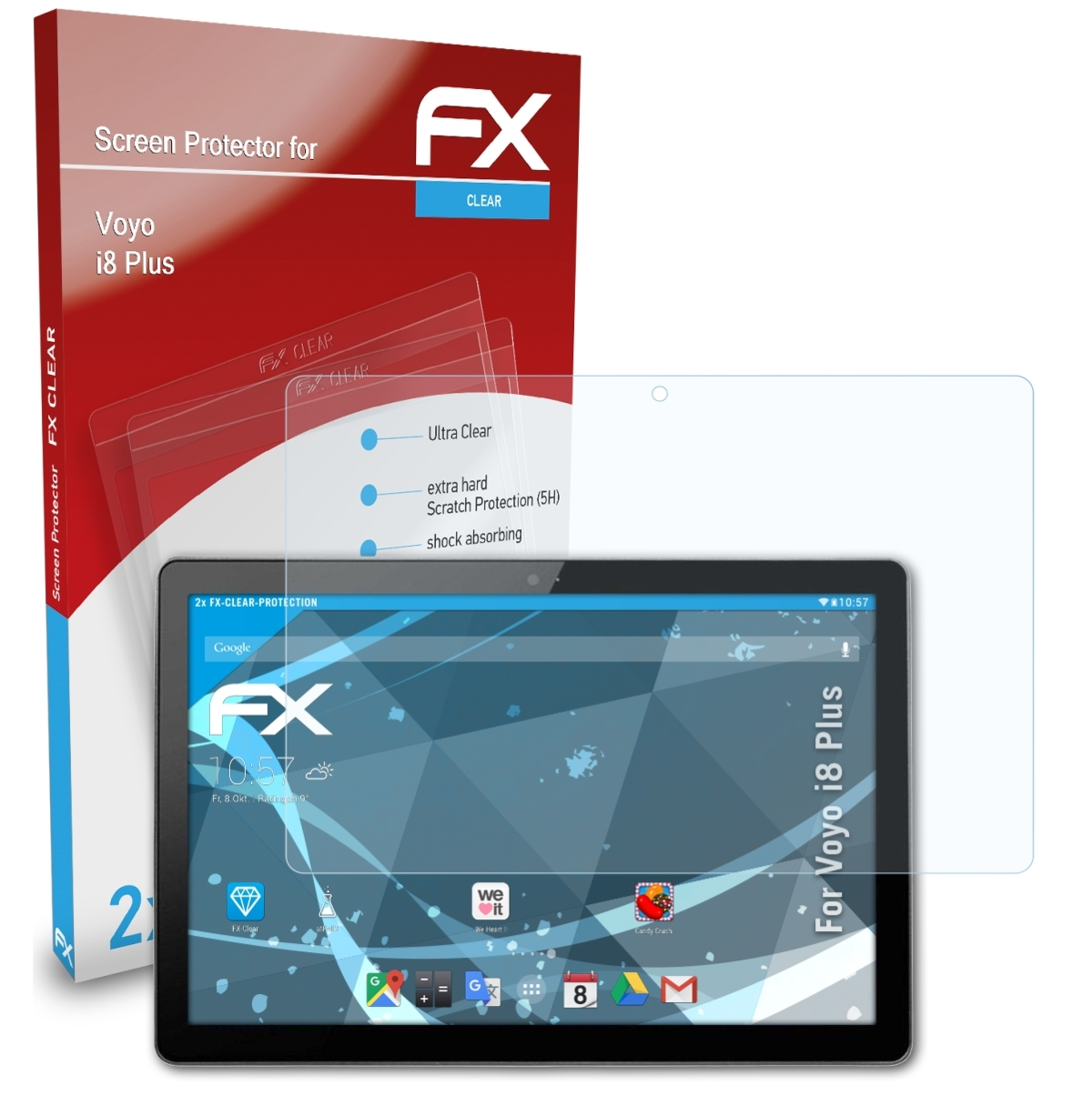 ATFOLIX 2x FX-Clear Displayschutz(für Voyo i8 Plus)