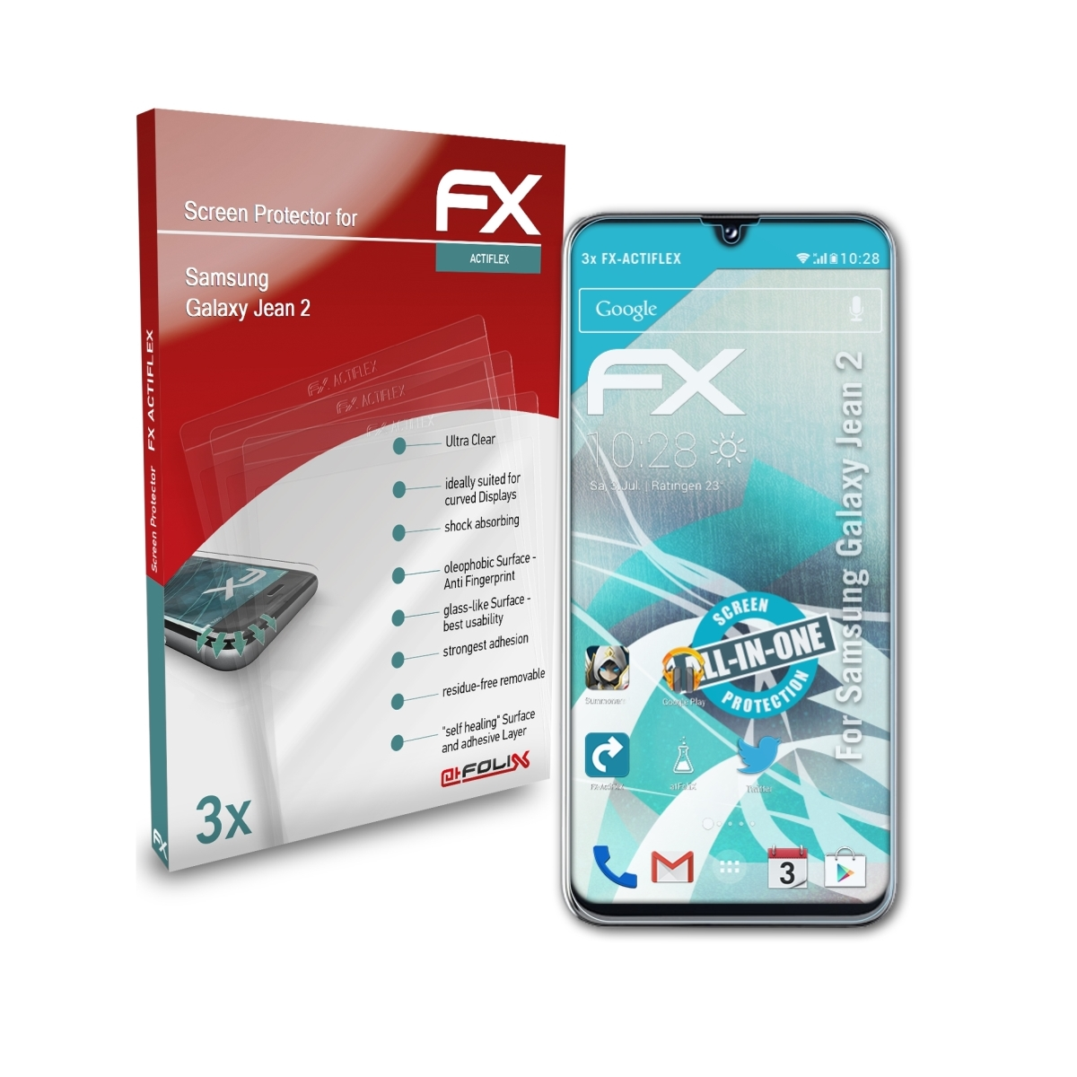 2) 3x Samsung FX-ActiFleX Galaxy Jean ATFOLIX Displayschutz(für