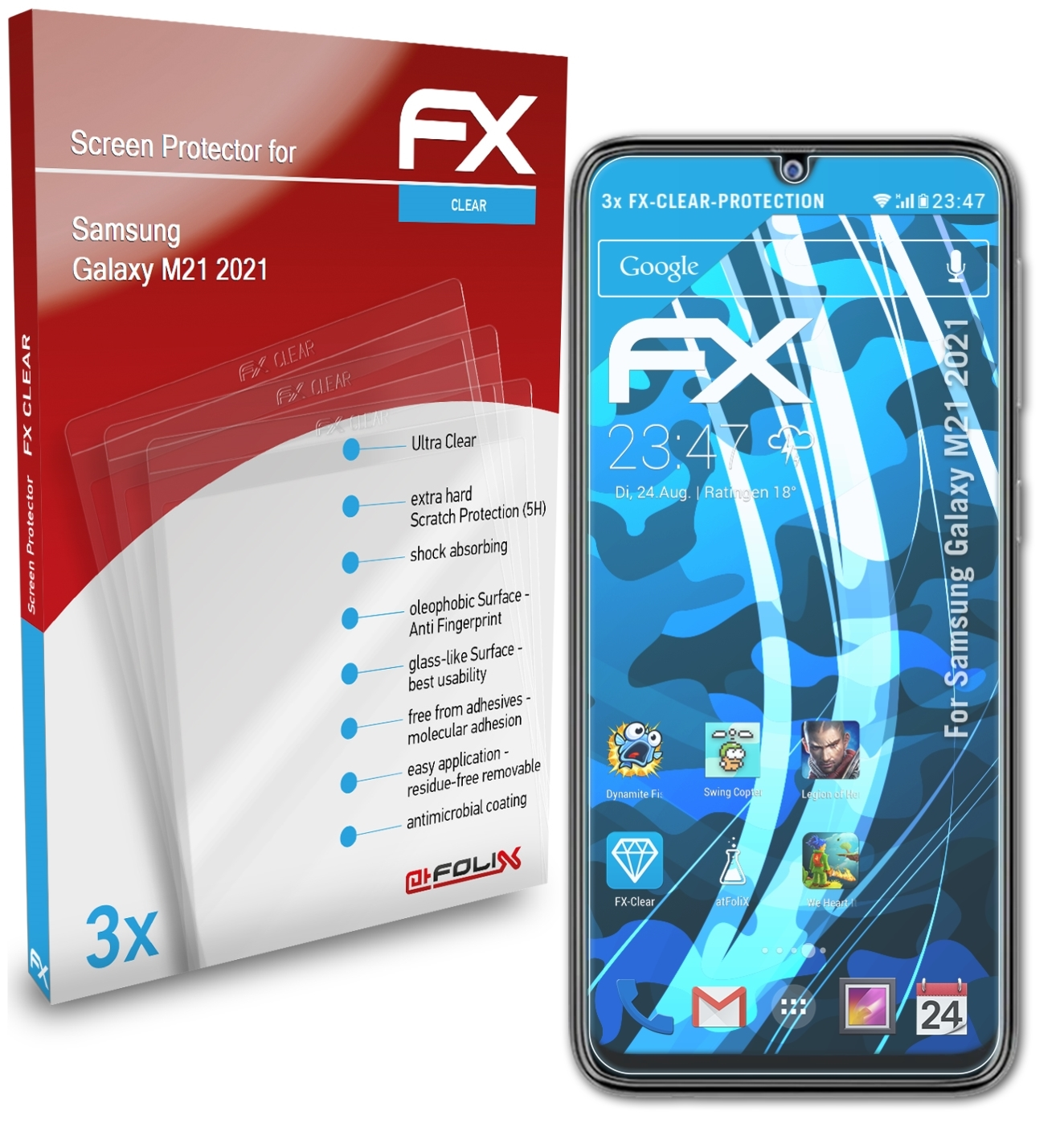 ATFOLIX 3x FX-Clear Displayschutz(für M21 Galaxy (2021)) Samsung