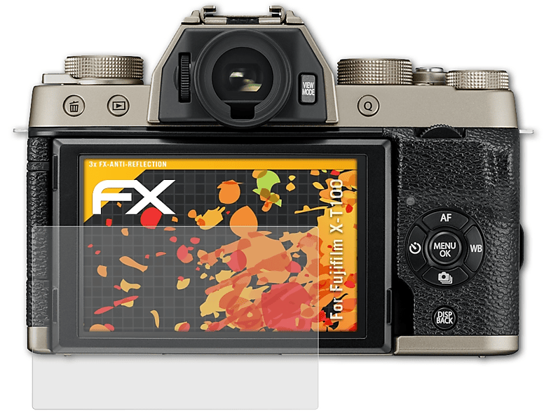 X-T100) Displayschutz(für 3x ATFOLIX Fujifilm FX-Antireflex
