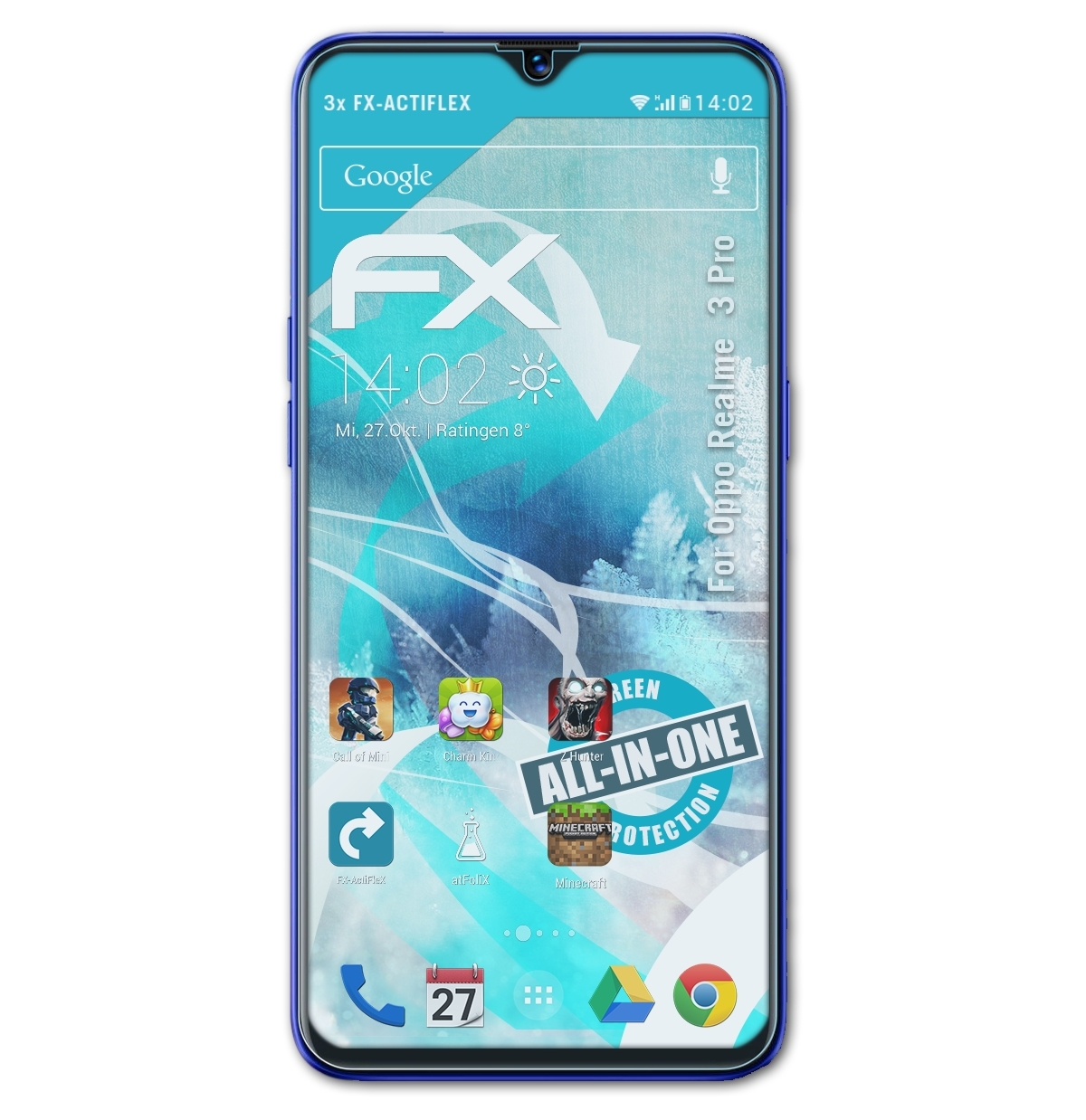 ATFOLIX 3x FX-ActiFleX Displayschutz(für Oppo 3 Pro) Realme