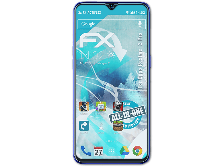 ATFOLIX 3x FX-ActiFleX Displayschutz(für Oppo Realme  3 Pro)
