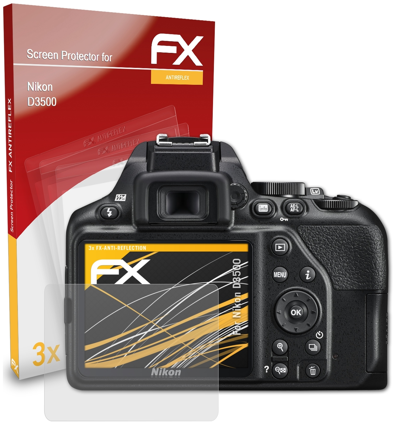 ATFOLIX 3x FX-Antireflex D3500) Displayschutz(für Nikon