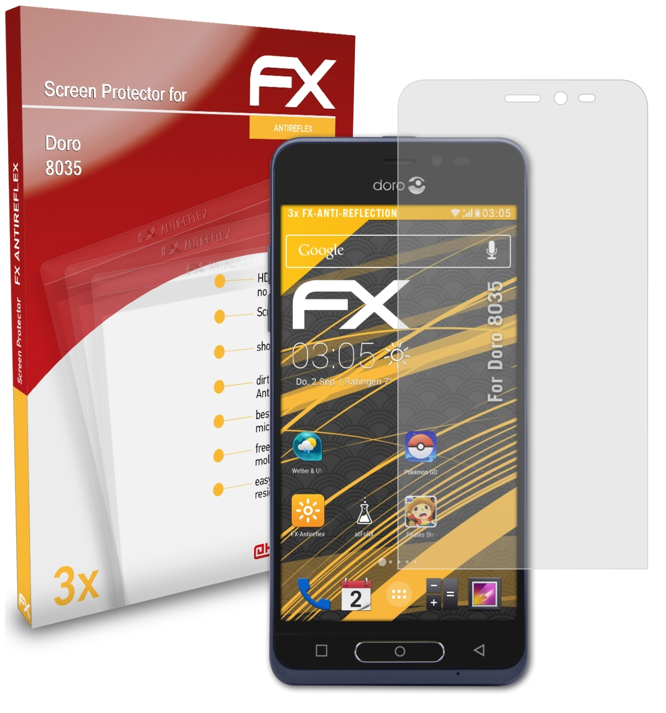 3x FX-Antireflex 8035) Displayschutz(für ATFOLIX Doro