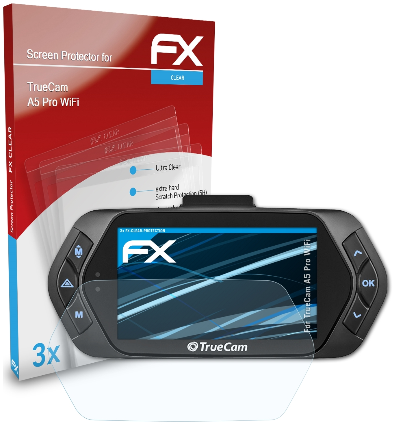 A5 ATFOLIX WiFi) 3x Displayschutz(für TrueCam Pro FX-Clear