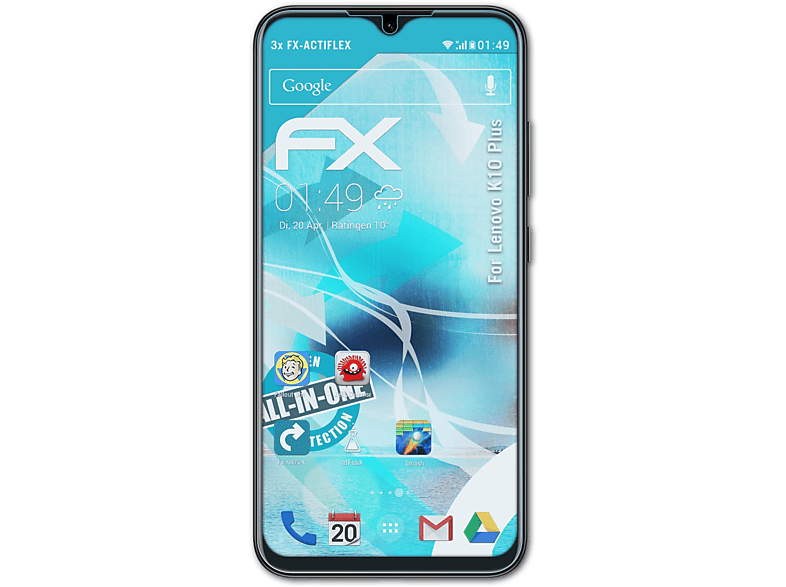 ATFOLIX 3x FX-ActiFleX Displayschutz(für Lenovo K10 Plus)