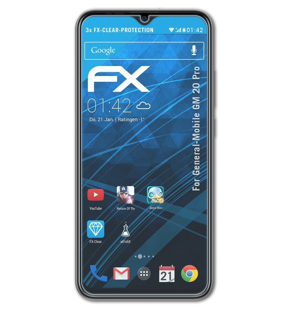 3x FX-Clear General-Mobile Pro) 20 Displayschutz(für ATFOLIX GM
