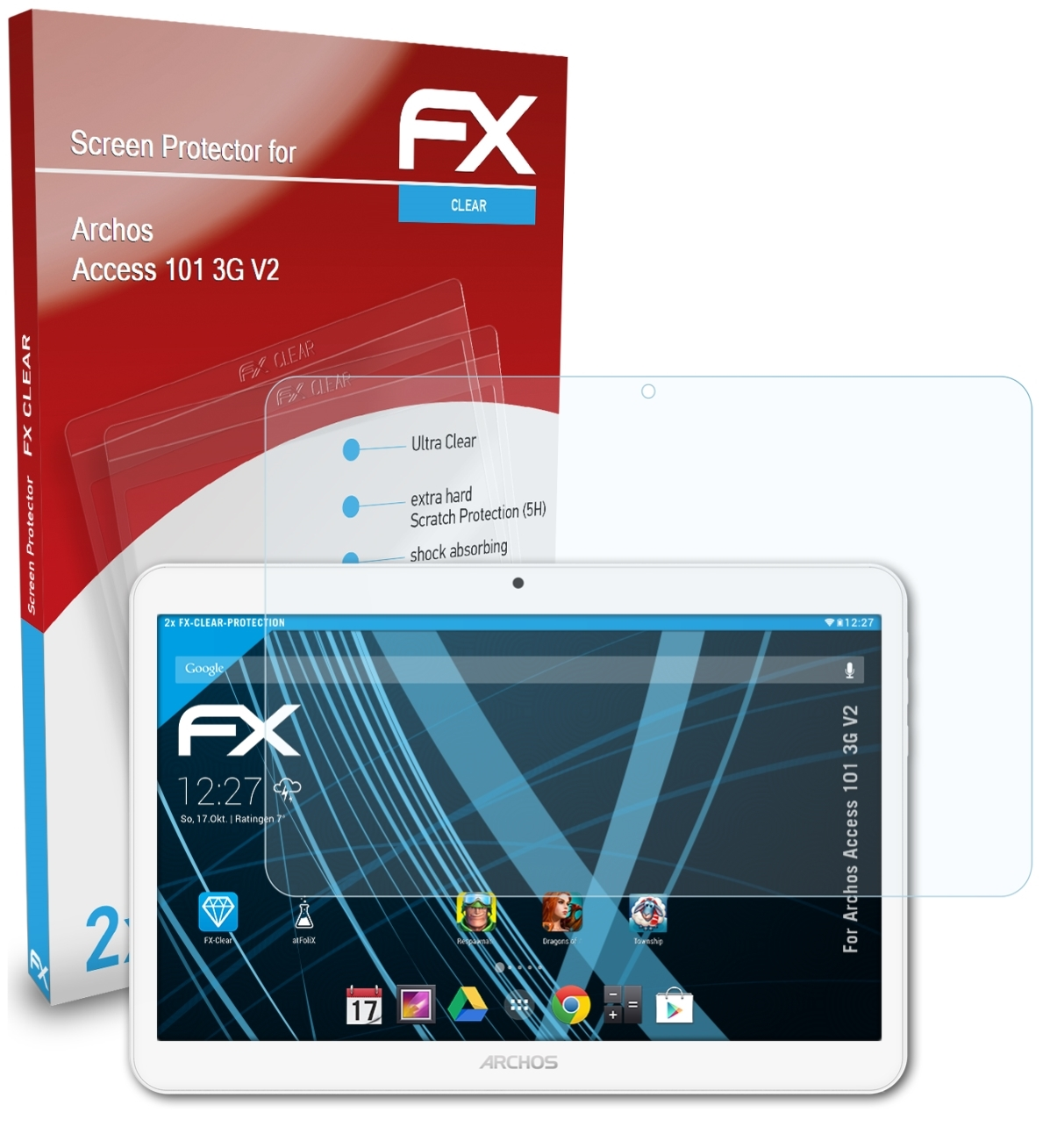 ATFOLIX 2x FX-Clear Displayschutz(für Archos Access 101 3G V2)
