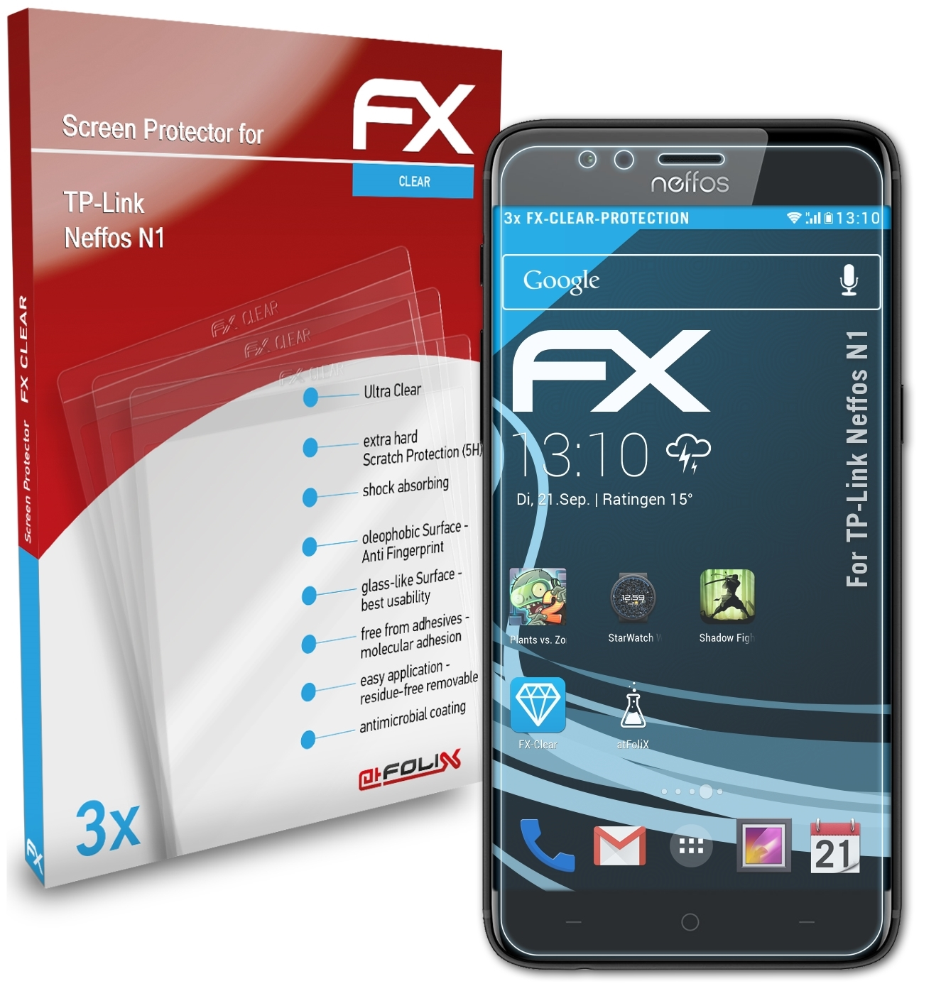 Displayschutz(für ATFOLIX TP-Link N1) FX-Clear 3x Neffos