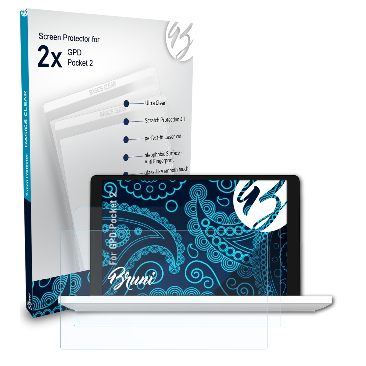BRUNI 2x Basics-Clear Schutzfolie(für GPD Pocket 2)