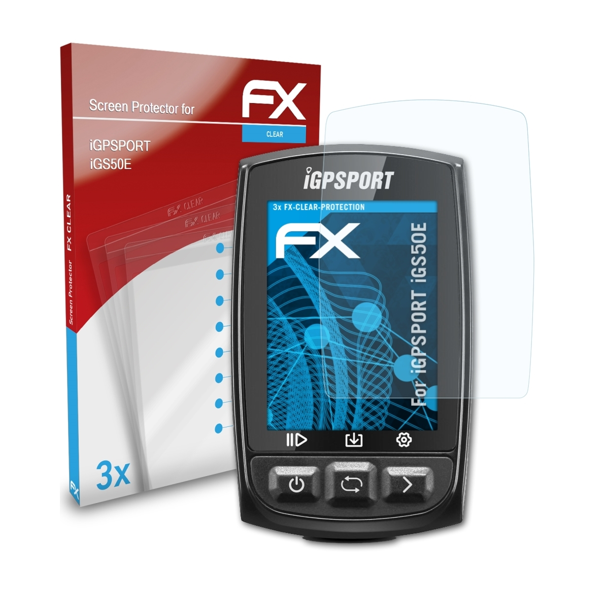 FX-Clear ATFOLIX Displayschutz(für iGPSPORT iGS50E) 3x