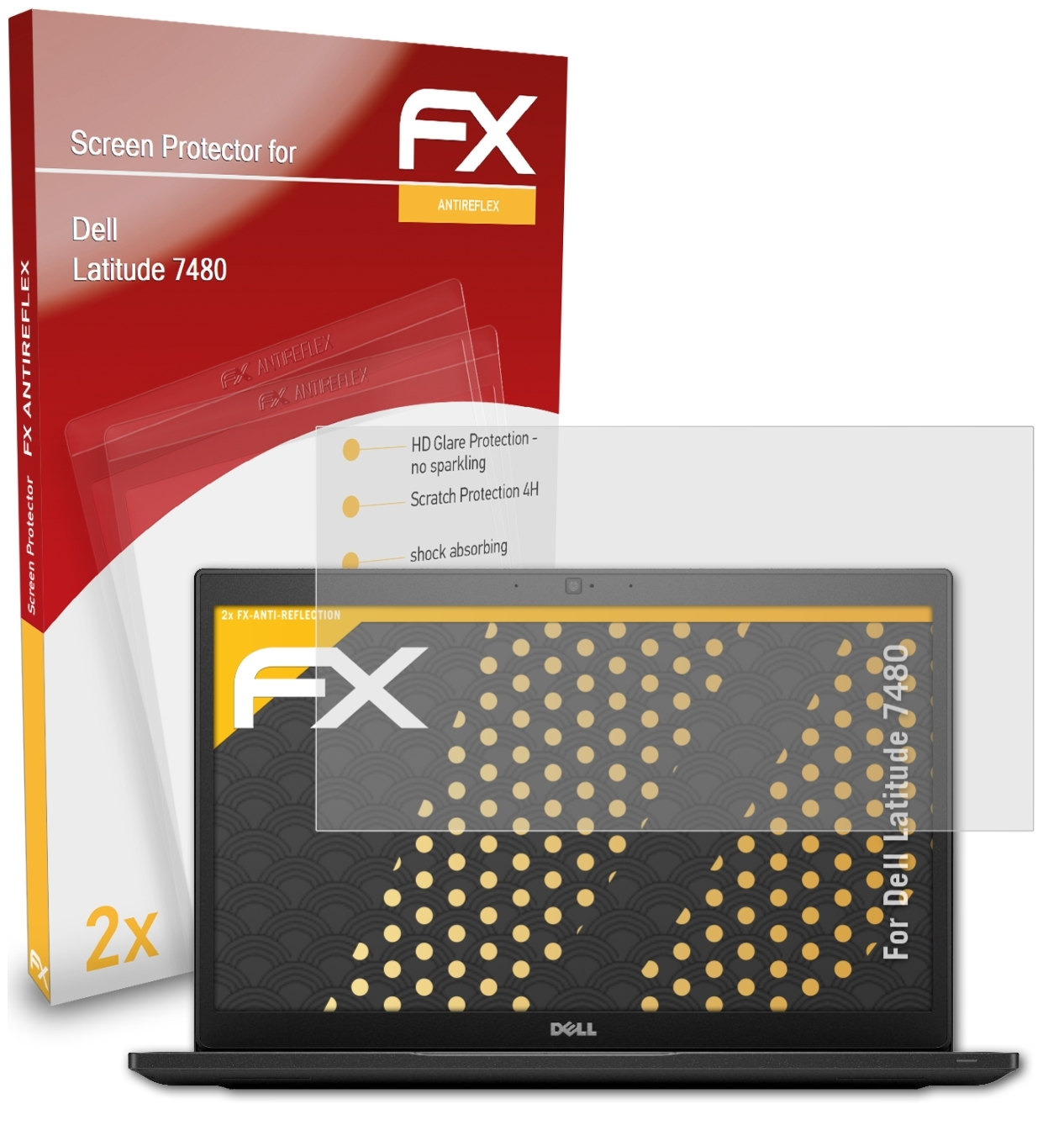 ATFOLIX 2x Dell Displayschutz(für 7480) Latitude FX-Antireflex