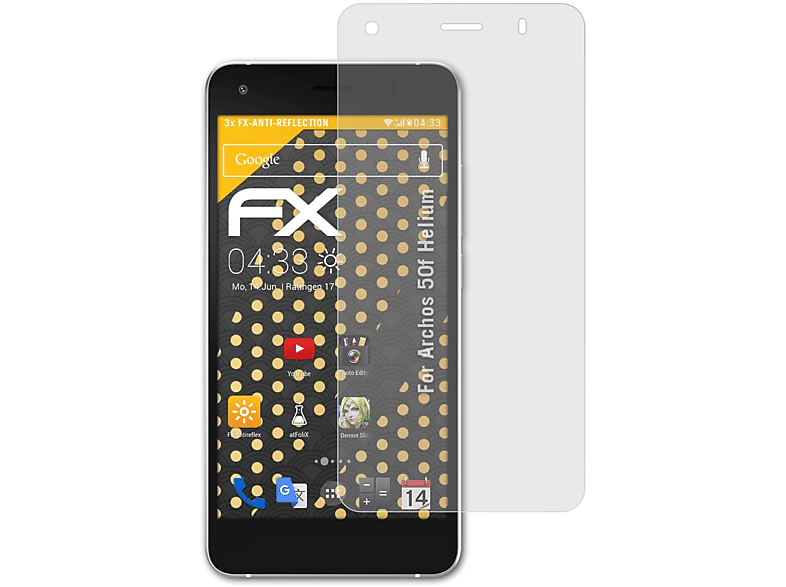 ATFOLIX 3x FX-Antireflex Displayschutz(für Archos 50f Helium)