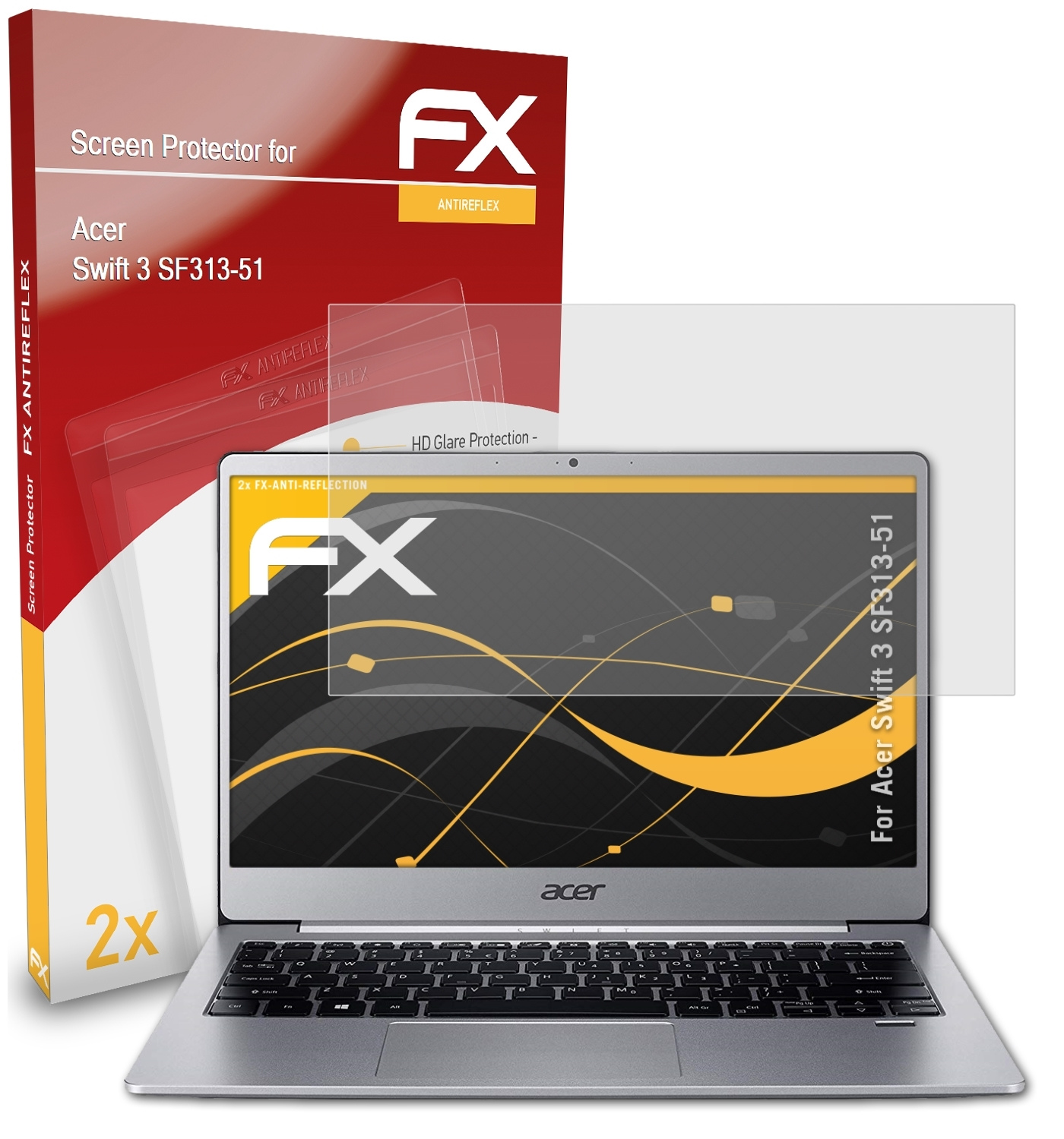 ATFOLIX 2x FX-Antireflex 3 Displayschutz(für Acer Swift (SF313-51))
