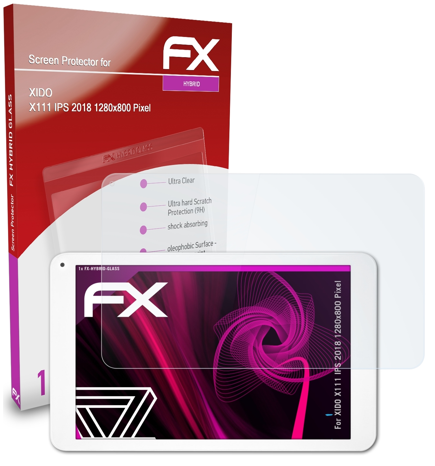 IPS X111 XIDO FX-Hybrid-Glass ATFOLIX Pixel)) (1280x800 Schutzglas(für 2018