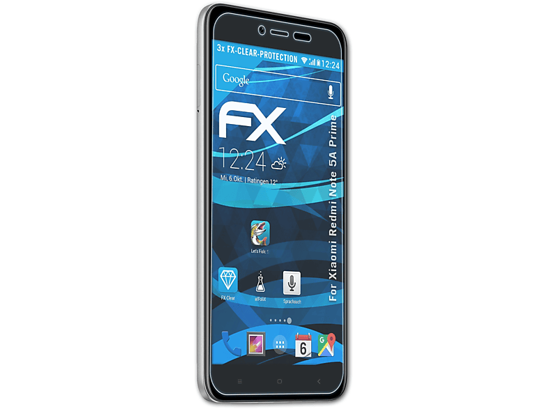 ATFOLIX 3x FX-Clear Displayschutz(für Xiaomi Redmi Note 5A Prime)