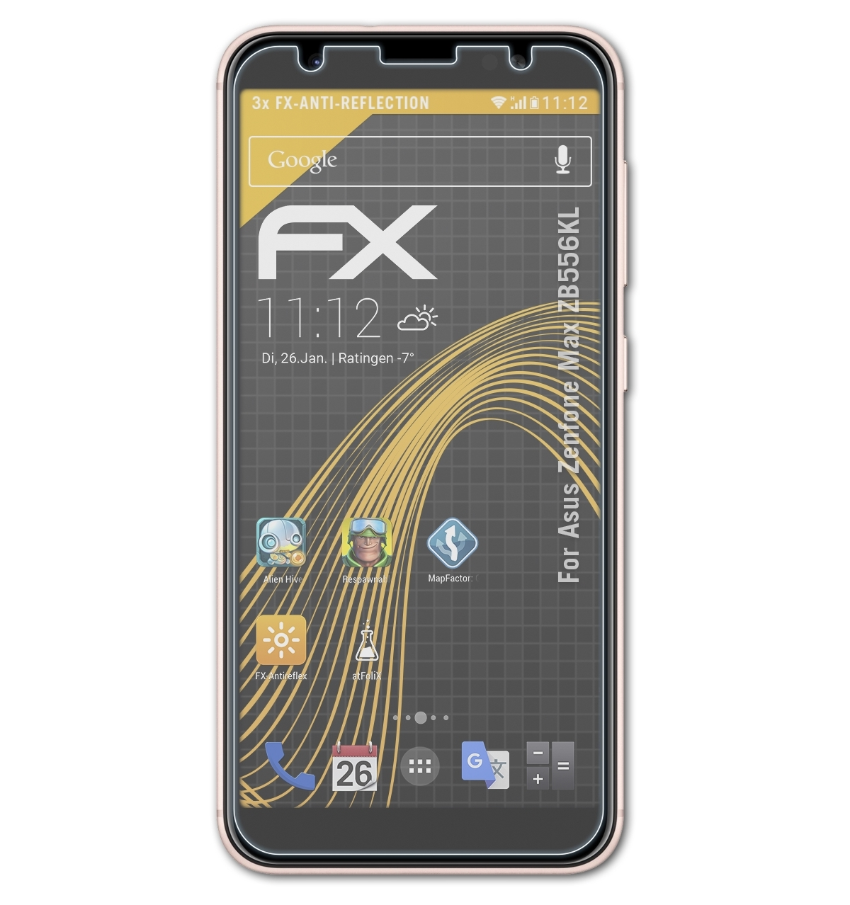 ATFOLIX 3x FX-Antireflex Max Asus Displayschutz(für Zenfone (ZB556KL))