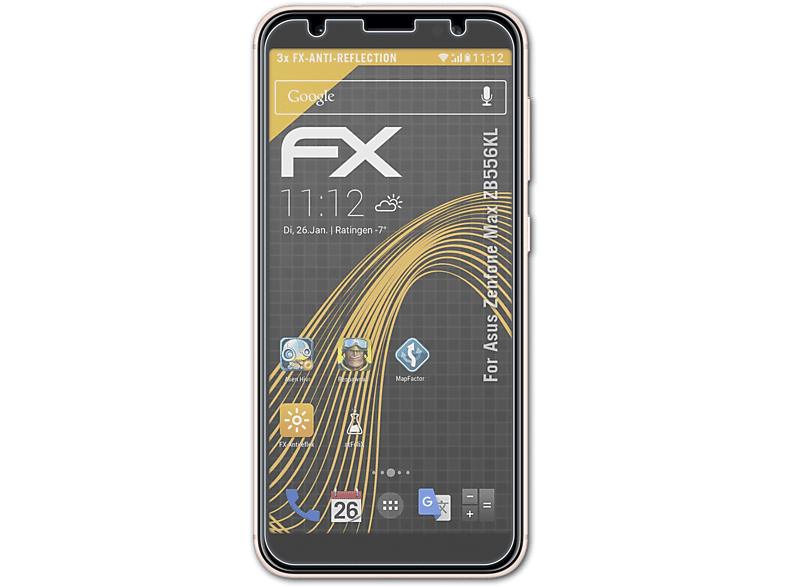 ATFOLIX 3x FX-Antireflex Max Asus Displayschutz(für Zenfone (ZB556KL))