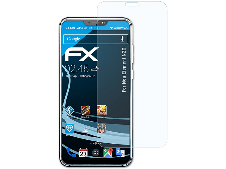 ATFOLIX 3x FX-Clear Displayschutz(für Noa Element N20)