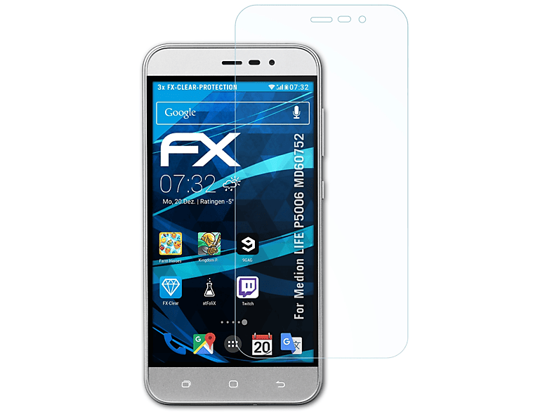 ATFOLIX 3x FX-Clear Displayschutz(für Medion LIFE P5006 (MD60752))