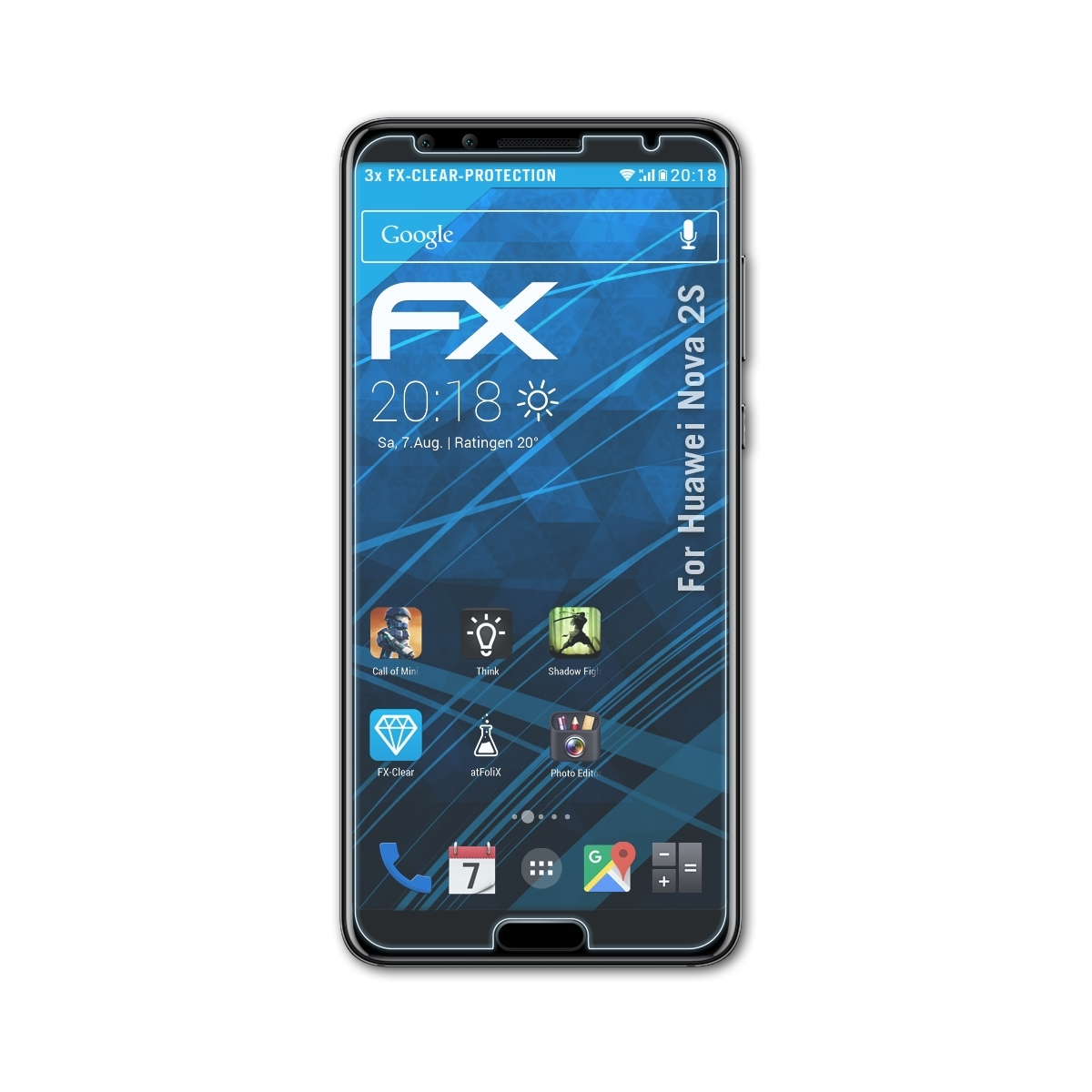 ATFOLIX 3x FX-Clear Displayschutz(für Huawei 2S) Nova