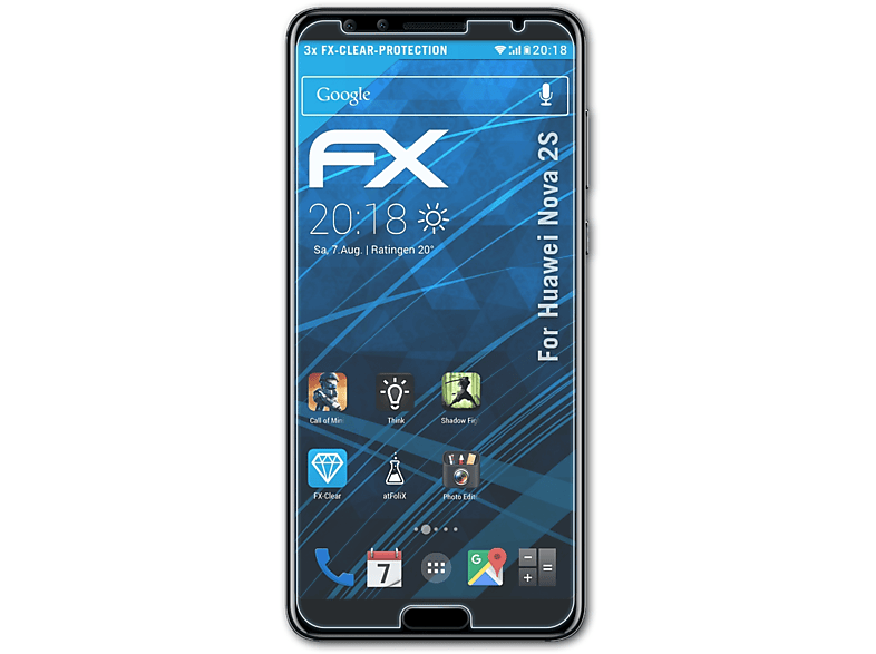 ATFOLIX 3x FX-Clear Displayschutz(für Nova 2S) Huawei