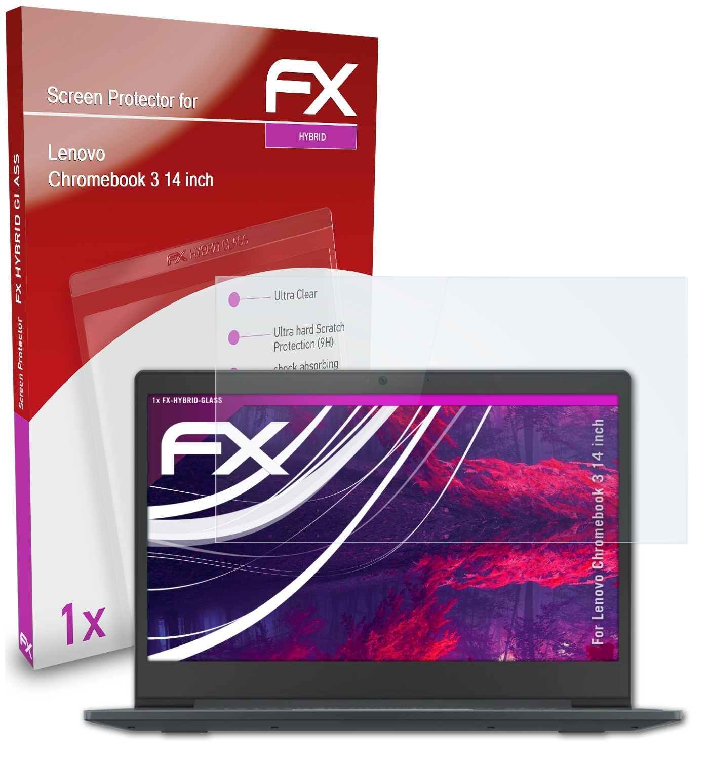 ATFOLIX FX-Hybrid-Glass Schutzglas(für Lenovo inch)) (14 Chromebook 3
