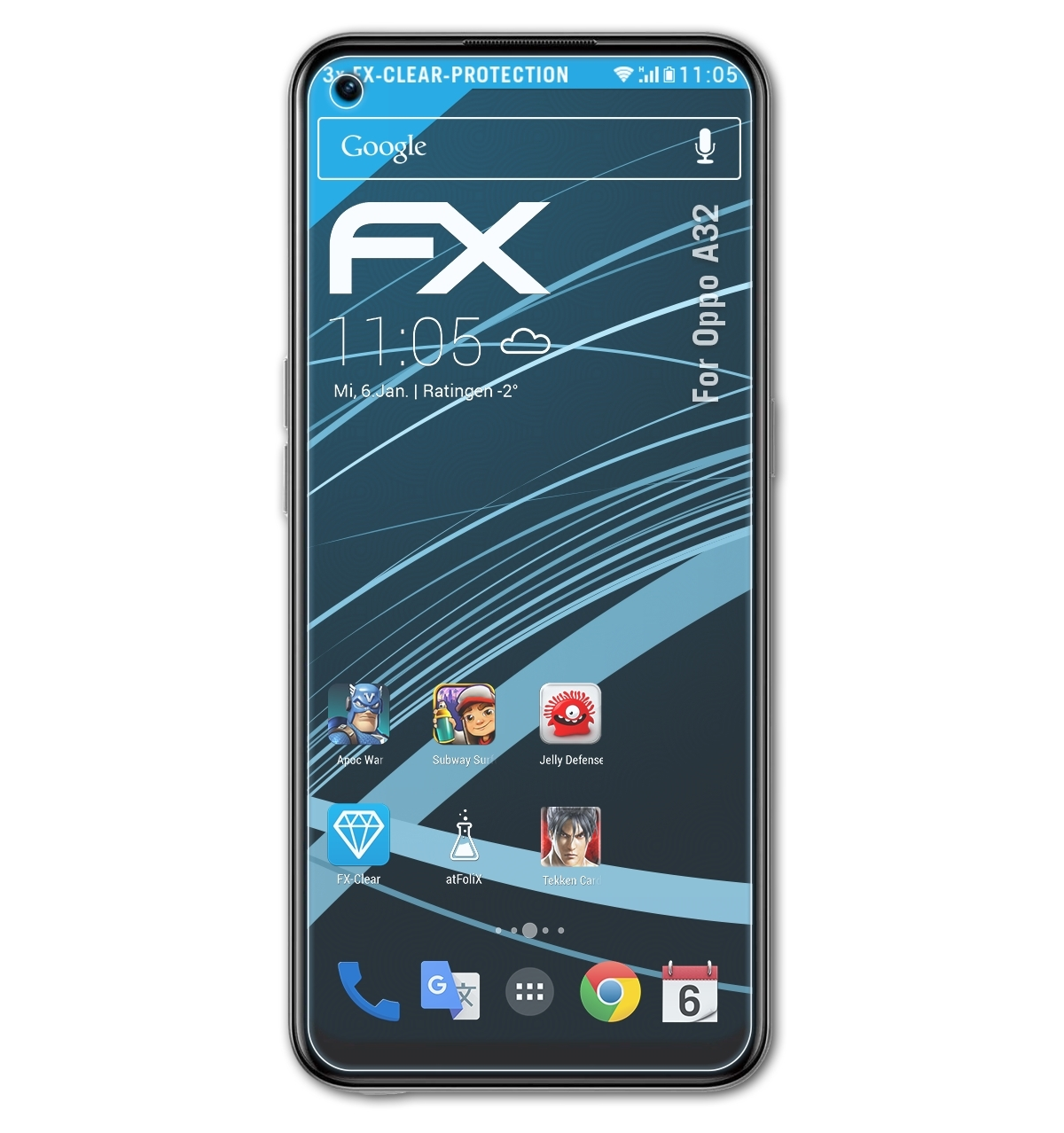 ATFOLIX 3x Displayschutz(für A32) FX-Clear Oppo